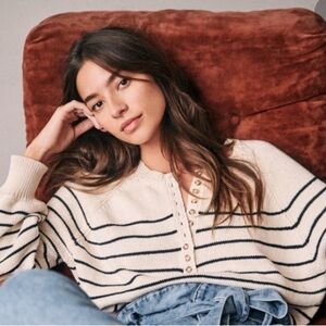 SEZANE Leontine Jumper Sweater XS Cream Stripe